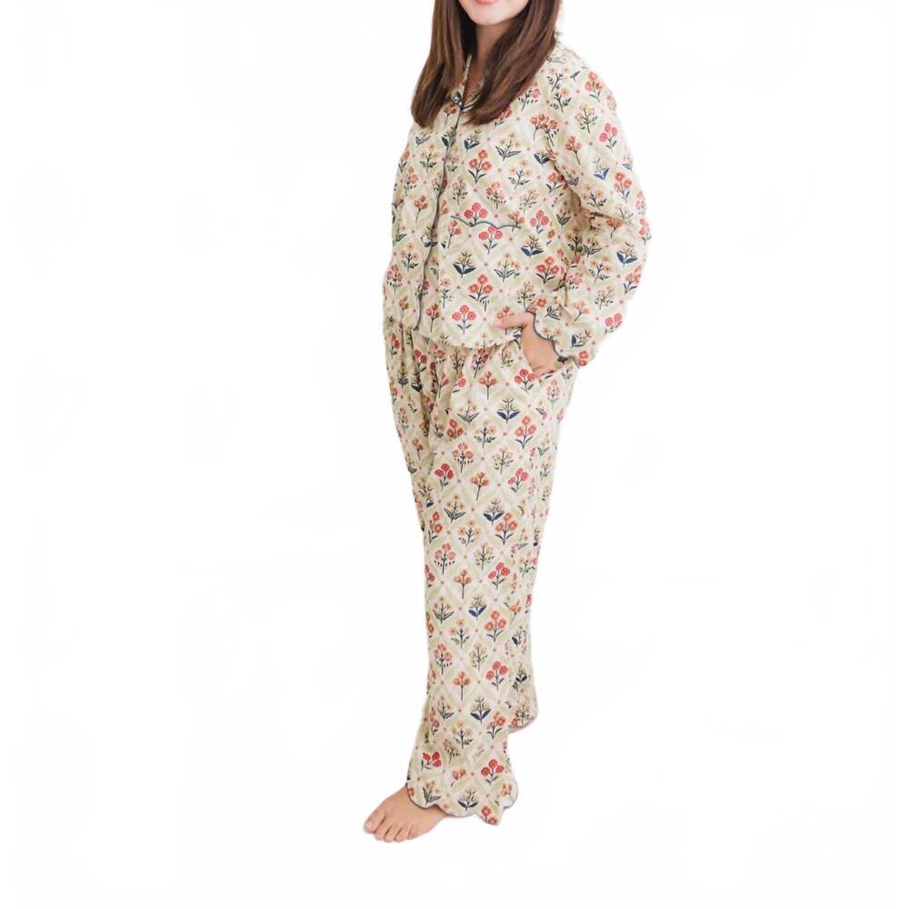NEW HEART OF GRACE henley pajama pant set in meadow